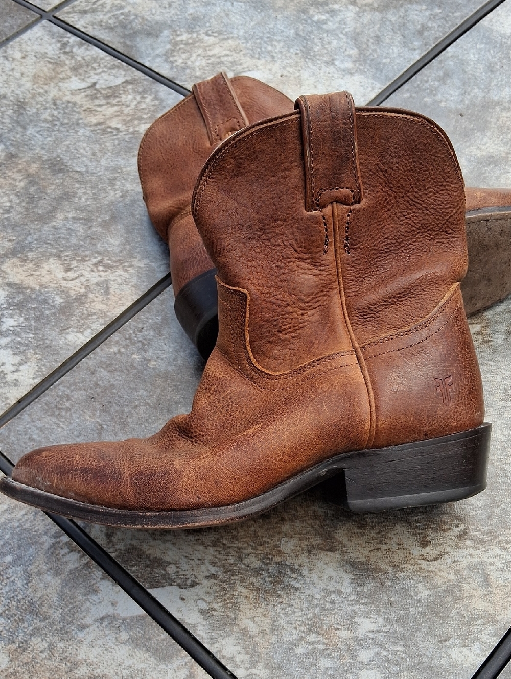 Frye Rustic Brown Leather Pull-On Ankle Boots